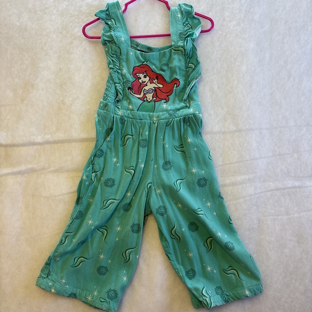 Disney Princess The Little Mermaid Toddler Girls 2T Teal Green Jumpsuit Romper